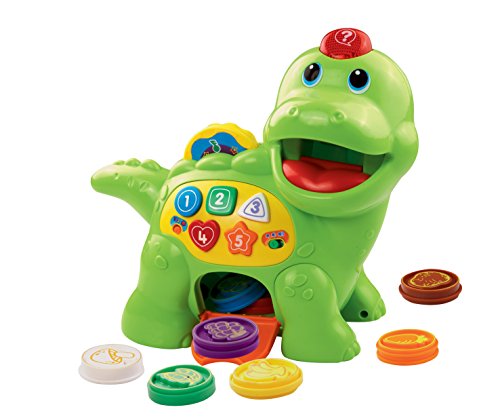 VTech Baby Feed Me Dino, Musical Baby Toy with Numbers, Counting Music & Shapes, Interactive Light Up Toy Suitable From 1, 2, 3 Year Olds Boys & Girls, Green, 27 x 12.3 x 26 cm