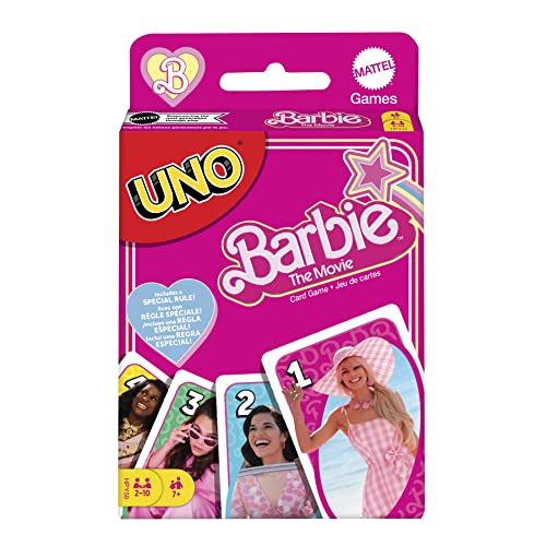 Mattel Games UNO Barbie the Movie - Juego de cartas familiar a partir de +7 años , ilustraciones de la pelicula de Barbie (Mattel HPY59)